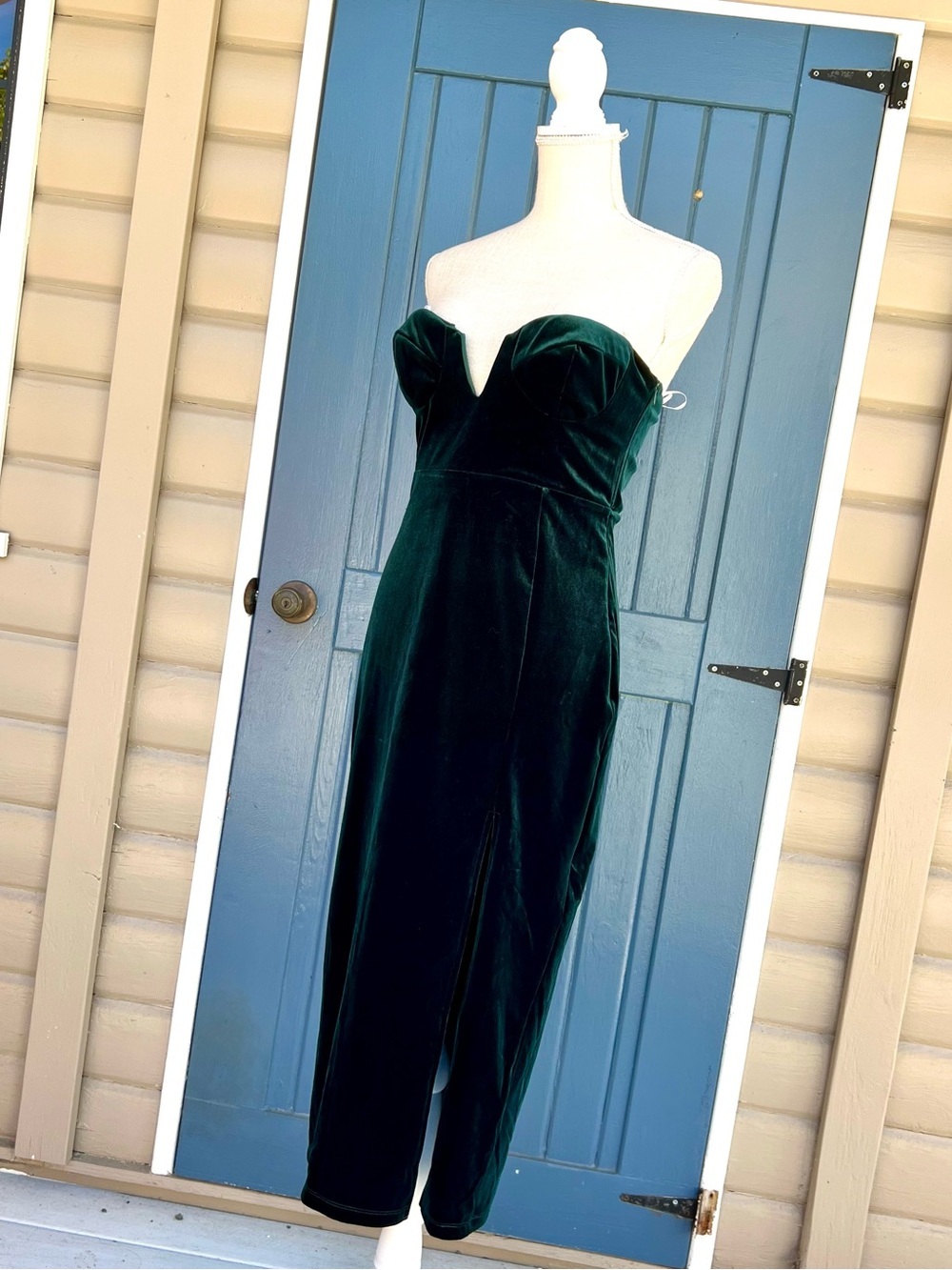 Lulu's Deep Emerald Velvet Strapless Dress Women Size Medium